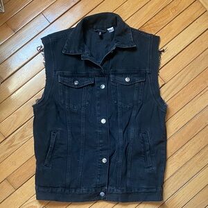 Divided Black Denim Sleeveless Vest
